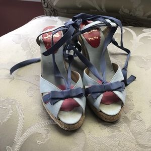 Christian Louboutin Ribbon Espadrille Wedges